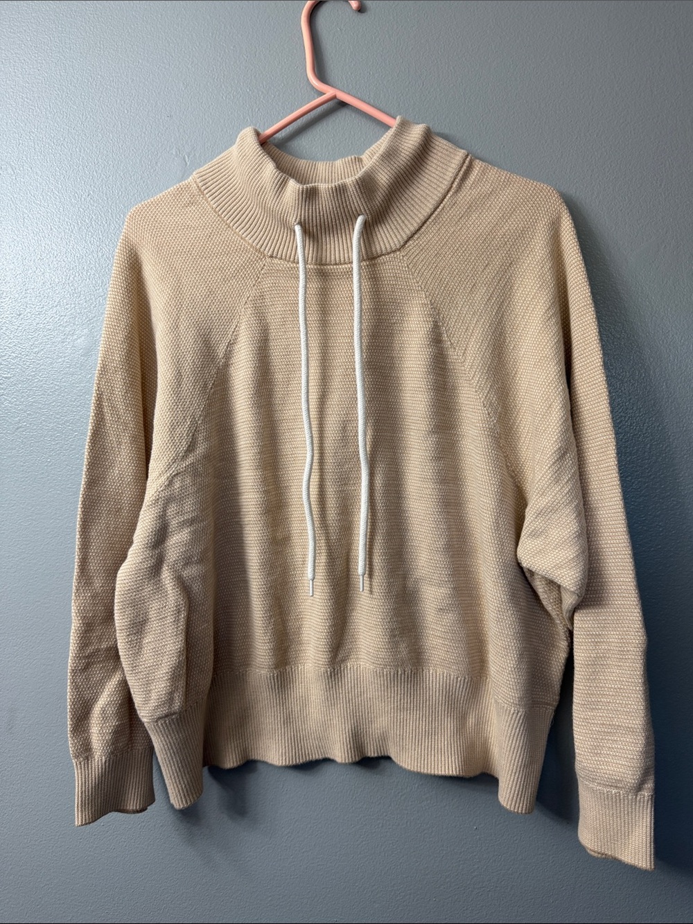 Varley Cream Waffle-Knit Cotton Sweater small